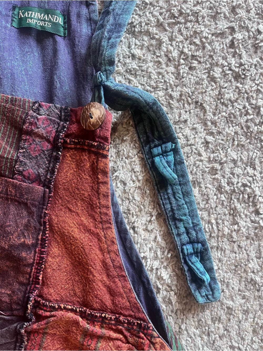 Patchwork Boho Overalls - Multicolor Women’s Jumpsuit - Picture 5 of 6